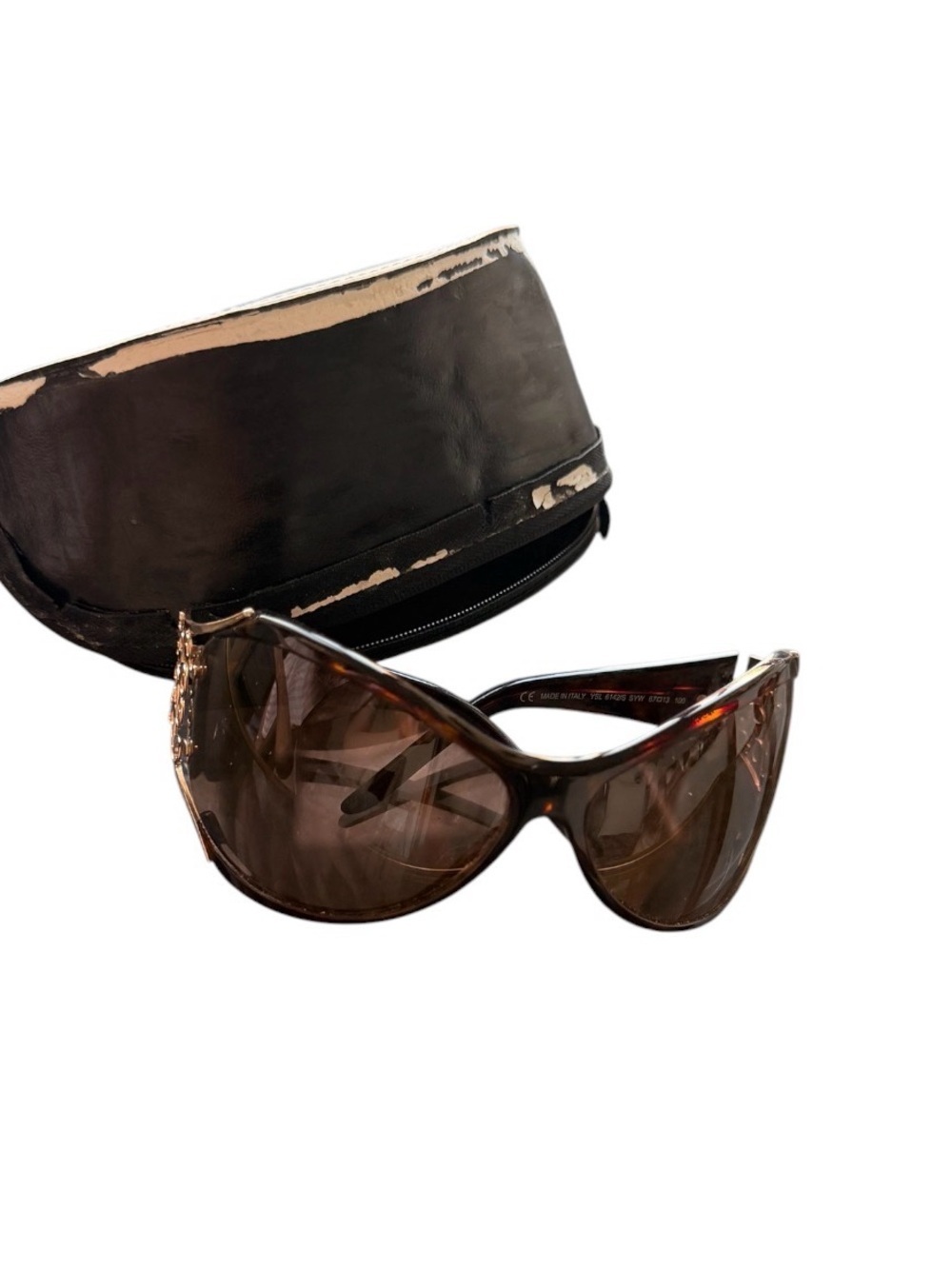 Vintage Yves Saint Laurent Brown Tortoiseshell Cat-Eye Sunglasses